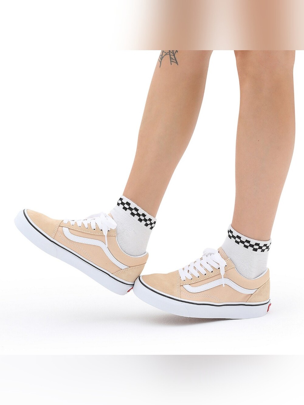 Vans Classic Low-Top Canvas Sneakers in Beige and White